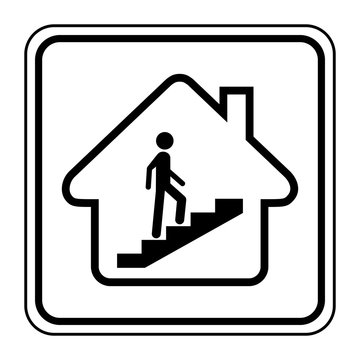 Logo maison et escalier.