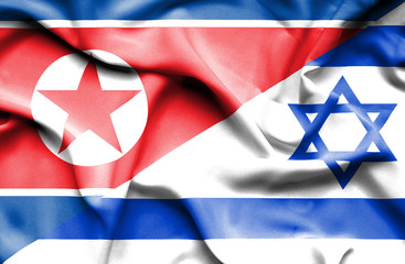 Waving flag of Israel and ,North Korea