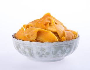 mango dry in bowl or dried mango slices.