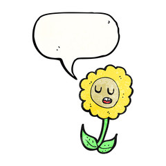 cartoon flower with speech bubble