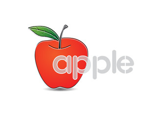 an apple with word draw for kids