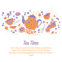 Elegant set of hand drawn tea banners © Yuzach