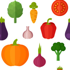 Flat vegetables seamless pattern