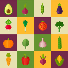 Organic flat vegetable icons