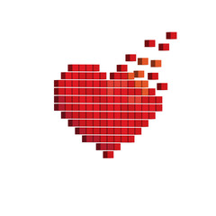 Pixels art 3D heart designs love concept