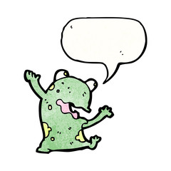 frog with speech bubble cartoon