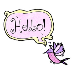 cartoon hummingbird with speech bubble