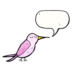 cartoon hummingbird with speech bubble