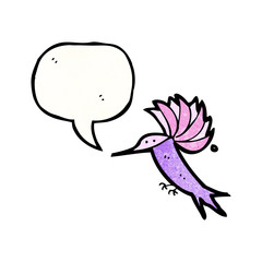cartoon hummingbird with speech bubble