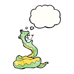 cartoon snake with thought bubble