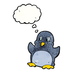 penguin with thought bubble cartoon