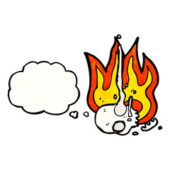 flaming skull cartoon