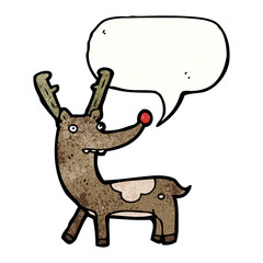 cartoon reindeer with speech bubble