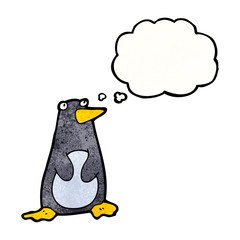 funny penguin cartoon with thought bubble