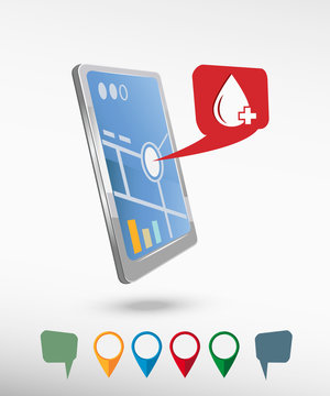 Blood  icon and perspective smartphone vector realistic