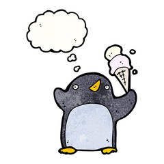funny penguin cartoon with thought bubble