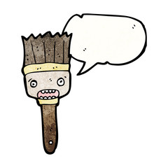 cartoon paintbrush with speech bubble