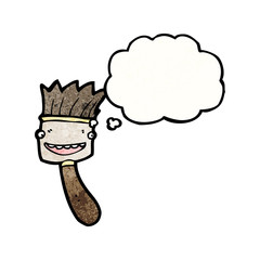 cartoon paint brush with thought bubble