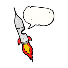 cartoon rocket with speech bubble