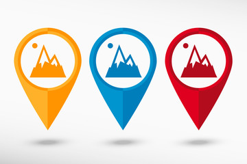 Mountain icon map pointer, vector illustration