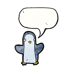 penguin with speech bubble cartoon