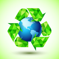 Recycling Symbol with Blue Globe