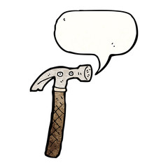 cartoon hammer with speech bubble