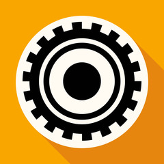 Icon Cogs on white circle with a long shadow