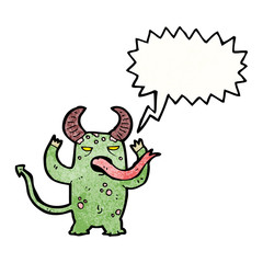 monster with speech bubble cartoon