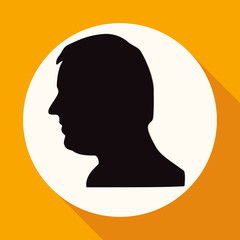 Icon Gear head on white circle with a long shadow