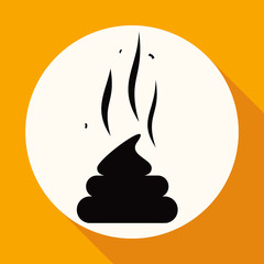 Icon Poo on white circle with a long shadow