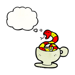 cartoon snake in tea cup