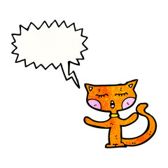 funny cartoon cat with speech bubble