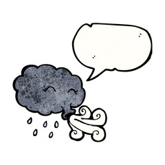 rain cloud blowing gale with speech bubble