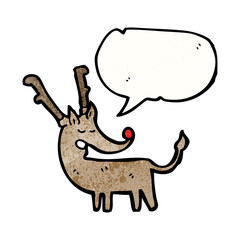 cartoon reindeer with speech bubble
