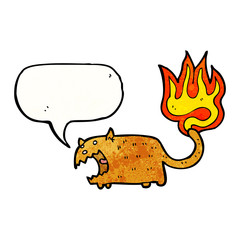 cartoon cat with tail on fire