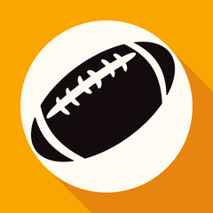 Icon american football on white circle with a long shadow