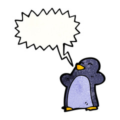 penguin with speech bubble cartoon