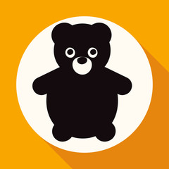 Icon Teddy Bear Toy on white circle with a long shadow