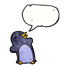 penguin with speech bubble cartoon