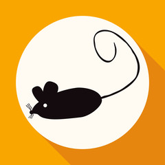 Icon Mouse on white circle with a long shadow