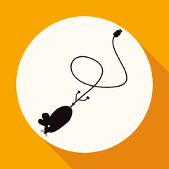 Icon Mouse on white circle with a long shadow