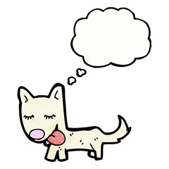 cartoon little dog with thought bubble