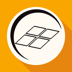 Icon solar panel on white circle with a long shadow