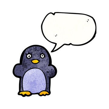 penguin with speech bubble cartoon