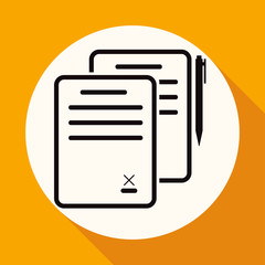 Icon Document on white circle with a long shadow