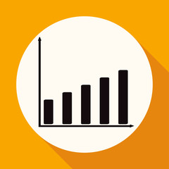 Icon Business graph on white circle with a long shadow