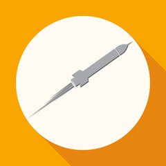 Icon Rocket on white circle with a long shadow