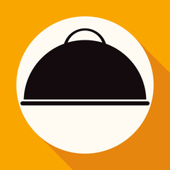 Icon chef on white circle with a long shadow