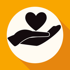 Icon Hands on white circle with a long shadow